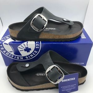 Birkenstock Gizeh Big Buckle Genuine Patent Leather Sandals Black 39/W8/M6